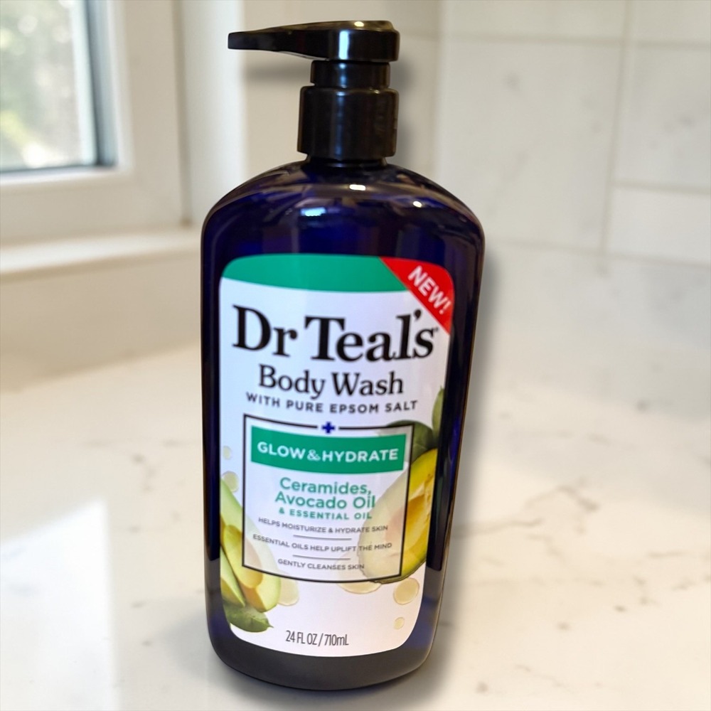 Dr Teals Glow & Hydrate Body Wash Ceramides Avocado Oil Epsom Salt 24oz Pump